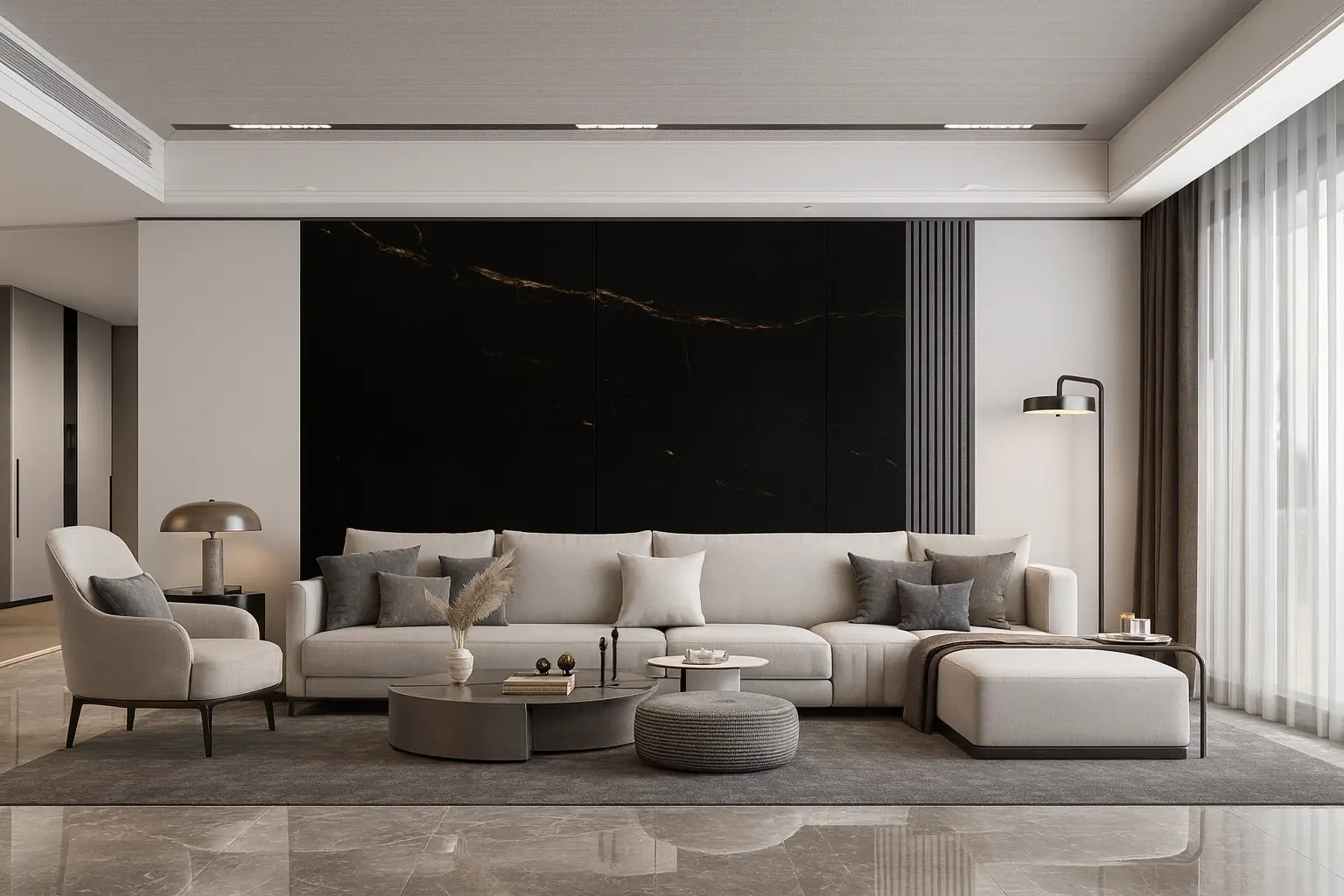 Intérieur contemporain habillé de panneaux muraux DECNO